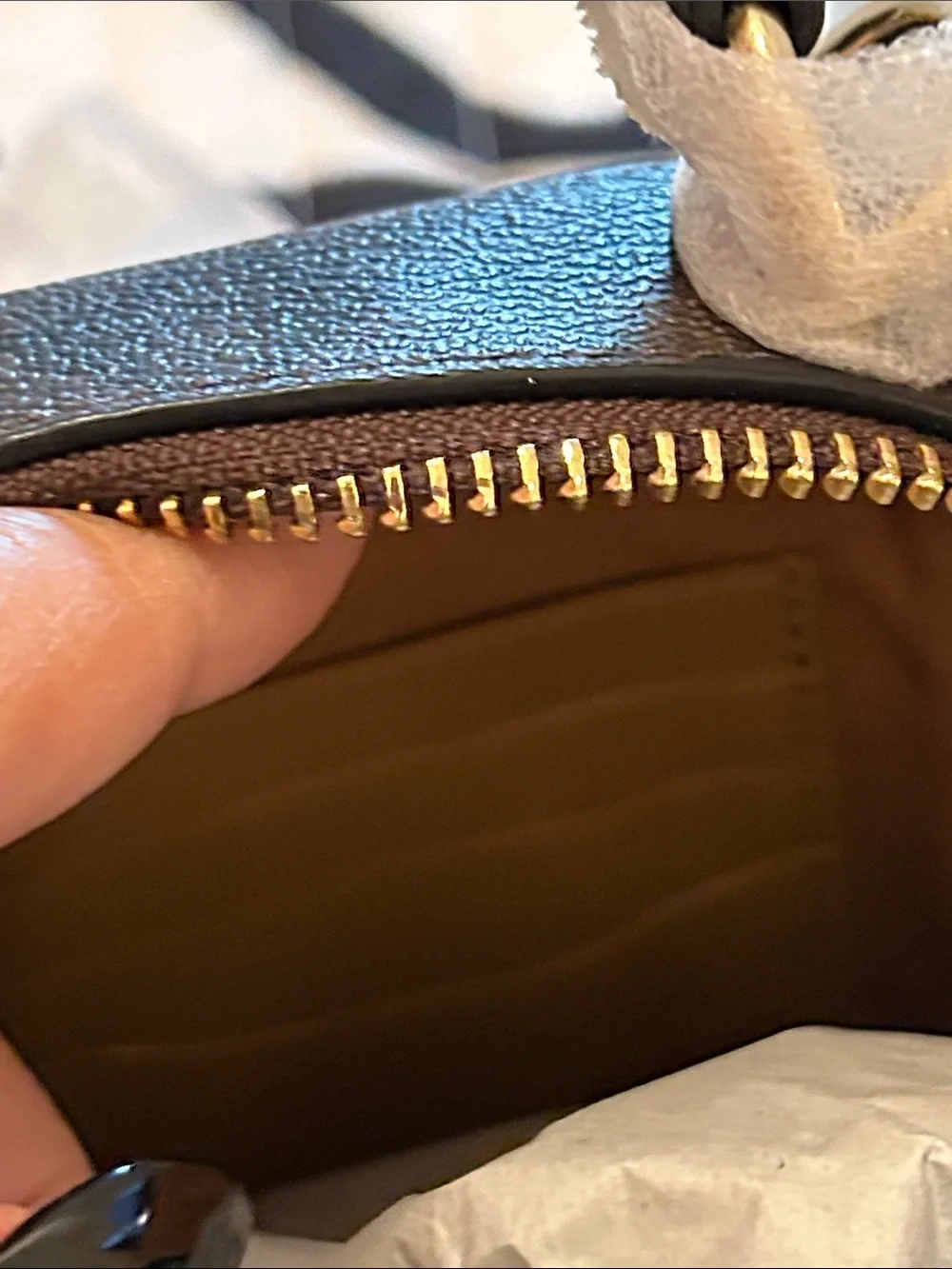 Coach Beige Signature Canvas Phone Crossbody with Chalk Trim